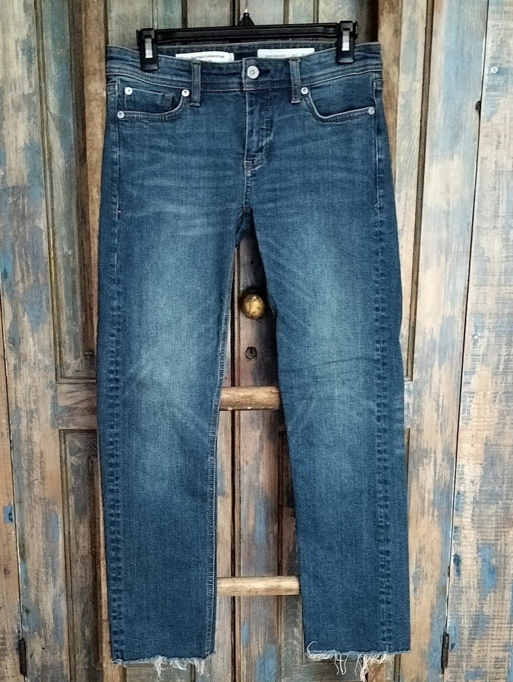 Anthropologie Pilcro Slim Straight Jeans Raw Hem Cropped Sz 25
